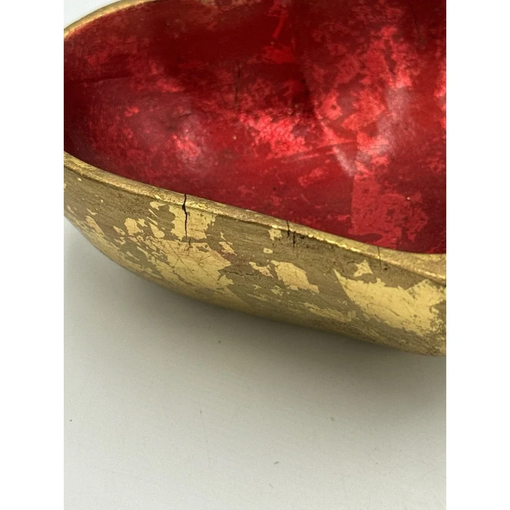 Wood Heart Shape Red‎ Jewelry Trinket Tray Bowl